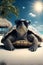 Portrait of Turtle in sunglasses at the resort. AI generated