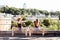 Portrait of two ballerinas on the roof