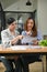 Portrait, Two beautiful young Asian businesswomen sharing their ideas and working together