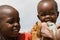 Portrait of two Masai children in Masai Mara