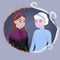 Portrait of two sisters Anna and Elsa. Loving siblings. A frozen fairy tale. Princess Anna and Queen Elsa