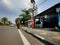 Portrait two women working at road side the job is cleaning on highway at Sekayu city Indonesia - South sumatera, 06/29/2020