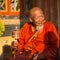 Portrait of unidentified Buddhist monk near stupa Boudhanath