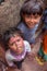 Portrait of an unidentified indian children during Holi celebration