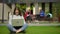 Portrait of university female student studying, using laptop computer