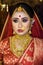 Portrait of very beautiful surprised Indian bride closeup. Concept of human emotions