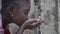 Portrait Video of African Black Girl Drinking Safe Clean Freshwater from Tap (Water for Africa)