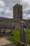 A portrait view through the grave stones of the ruins of Clare Abbey a Augustinian monastery just outside Ennis, County Clare,