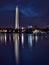 Portrait view of illuminated Washington Monument