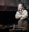 Portrait of a village blacksmith in the smithy