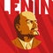 Portrait of Vladimir Lenin. Poster stylized Soviet-style. The le