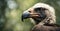 Portrait of a vulture with a blurred background. Close-up