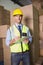 Portrait of warehouse worker with clipboard