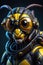 Portrait of a wasp wearing cyberpunk style glasses