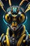 Portrait of a wasp wearing cyberpunk style glasses