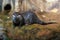 Portrait wet Asian short clawed clawless otter, Amblonyx cinerea, wildlife group, lutra,