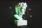 Portrait of a white-green statue of David with glitches and poor distortion. Generative ai