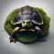 A portrait of a wise-looking wise old turtle, its shell adorned with moss1