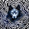 Portrait of a wolf in a decorative psychedelic pop art style