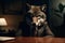 Portrait of a wolf dressed in a formal business suit