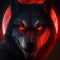Portrait of a wolf in front of a red full moon. AI Generated