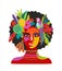 Portrait of woman in brazil carnival outfit. Vector isolated abstract illustration. Design elements for carnival concept