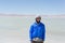 Portrait of woman in the cold of the Bolivian Andes