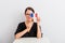 Portrait of woman lagom style with french flag