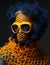 Portrait woman mask lady looking yellow model concept expression fashion knitted black veil beauty art