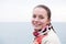 Portrait a woman on pier