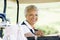 Portrait Of Woman Sitting In A Golf Cart