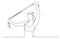 Portrait of woman in sportswear exercises with resistance band. Continuous line drawing. Fitness female model doing stretching