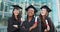 Portrait, women or happy by graduation in certificate, excited or students achievement of university degree. Diversity