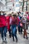 Portrait of women marching in the street for the equality rights