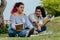 Portrait of women working outdoors making decisions