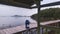 portrait of wooden paths, calm sea and mangroves