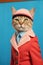 Portrait of a Yellow Tabby Cat in 1960s Suit