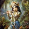 portrait of a young age god krishna taking flute in his hand