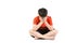 Portrait Young Asian boy sitting over white background