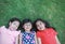 Portrait of young asian girls having good time in the park