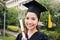 Portrait of young asian woman on her graduated day