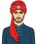 Portrait of the young attractive Arab man in a turban.