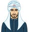 Portrait of the young attractive Arab man in a turban.