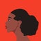 Portrait of Young Attractive Beautiful Afro Black Woman, Girl on Red Background. Avatar. Female Character. Cartoon Face
