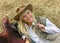 portrait of young attractive cowgirl