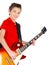 Portrait of young boy with a electric guitar