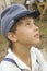 Portrait of young Civil War participant in camp scene during recreation of Battle of Manassas, Virginia