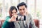 Portrait of Young Couple Love Capturing Selfie on Mobile Phone at Their Home, Attractive Asian Couple Making Selfie and Smile