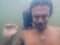 Portrait of a young Drowning man in sea water, underwater photo