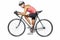 Portrait of young female professional cycling athlete posing wit